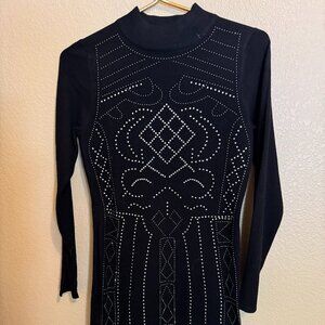 Black Sweather dress with "Rhinestones on front !
